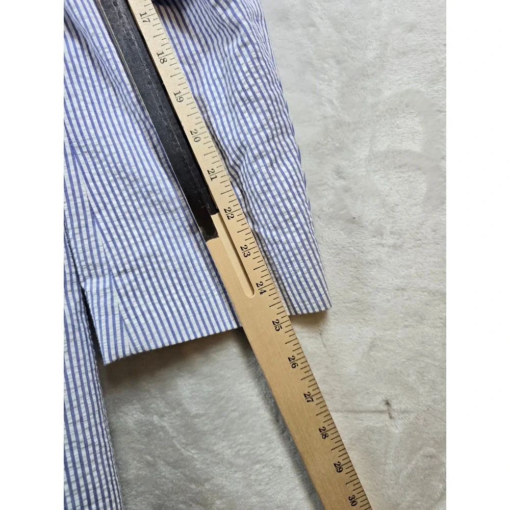 Saddlebred Seersucker Blazer Men 44R Blue White Striped Cotton Sport Coat Jacket